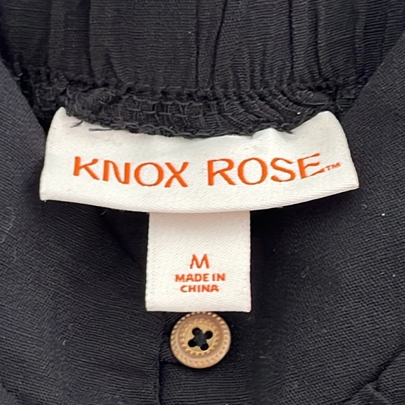 Knox Rose Sleeveless Tiered Boho Peasant Summer Dress Medium Black Knee Length - Picture 8 of 9